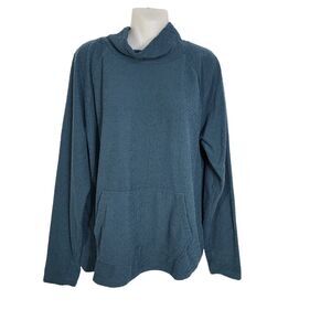 Eddie Bauer Women Sweatshirt Size TL Quest Fleece Funnel Neck Pullover Thumbhole